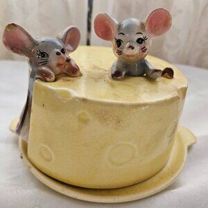 Vintage Tilso Japan Ceramic Mouse Covered Cheese Dish